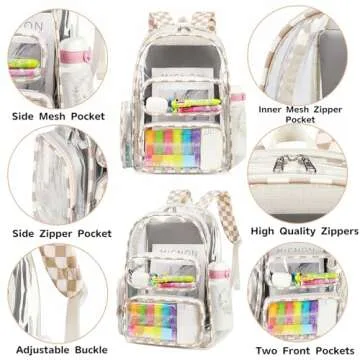 CAMTOP Clear Backpack Heavy Duty Transparent Bag See Through BookBag for Student School Work Festival Sport Travel