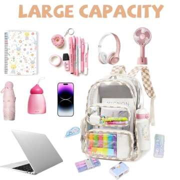 CAMTOP Clear Backpack Heavy Duty Transparent Bag See Through BookBag for Student School Work Festival Sport Travel