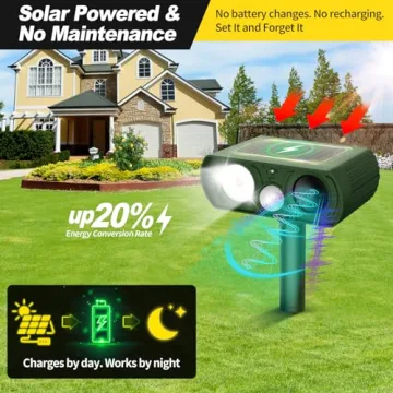 Solar Ultrasonic Animal Repellent - Humane Repellent for Wildlife
