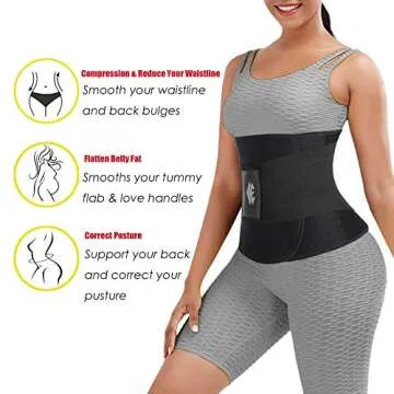 Waist Trainer Belt for Women & Man - Waist Trimmer Ab Belt - Tummy Control Body Shaper(Black,Medium)