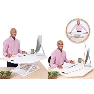 Stand Steady X-Elite Pro | Premier Corner Standing Desk Converter | Extra Large 40 Inch Sit to Stand Desk | Height Adjustable Desk Converter for Cubicles and L-Shaped Desks (27.25" L x 39.25'' W)