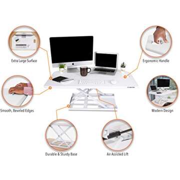 Stand Steady X-Elite Pro | Premier Corner Standing Desk Converter | Extra Large 40 Inch Sit to Stand Desk | Height Adjustable Desk Converter for Cubicles and L-Shaped Desks (27.25" L x 39.25'' W)