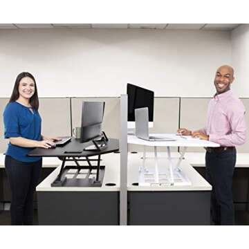 Stand Steady X-Elite Pro | Premier Corner Standing Desk Converter | Extra Large 40 Inch Sit to Stand Desk | Height Adjustable Desk Converter for Cubicles and L-Shaped Desks (27.25" L x 39.25'' W)