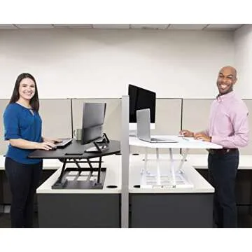 Stand Steady X-Elite Pro | Premier Corner Standing Desk Converter | Extra Large 40 Inch Sit to Stand Desk | Height Adjustable Desk Converter for Cubicles and L-Shaped Desks (27.25" L x 39.25'' W)