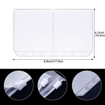 Shappy 18 Pieces A6 Size Binder Pockets with Different Partitions, Plastic Binder Folders Waterproof 6 Holes Zipper Loose Leaf Bags for Documents Notebooks Cards
