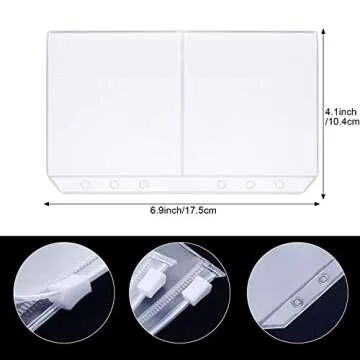 Shappy 18 Pieces A6 Size Binder Pockets with Different Partitions, Plastic Binder Folders Waterproof 6 Holes Zipper Loose Leaf Bags for Documents Notebooks Cards