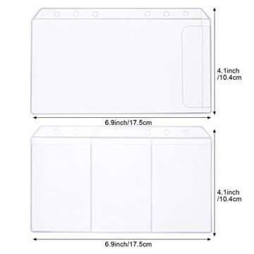 Shappy 18 Pieces A6 Size Binder Pockets with Different Partitions, Plastic Binder Folders Waterproof 6 Holes Zipper Loose Leaf Bags for Documents Notebooks Cards