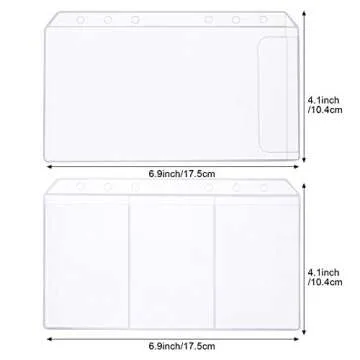 Shappy 18 Pieces A6 Size Binder Pockets with Different Partitions, Plastic Binder Folders Waterproof 6 Holes Zipper Loose Leaf Bags for Documents Notebooks Cards