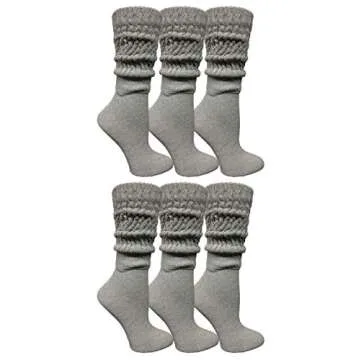 Yacht & Smith 6 Pairs Womens Scrunched Slouch Socks, Cotton Boot Socks Bulk Pack