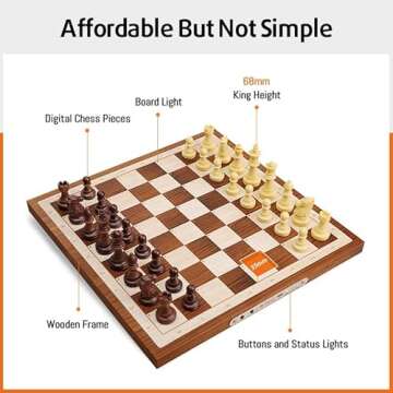 Chessnut Air Electronic Chess Set, A magnificently Handcrafted Wooden Chess Board with Extra Queens,...