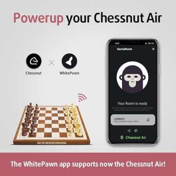 Chessnut Air Electronic Chess Set, A magnificently Handcrafted Wooden Chess Board with Extra Queens,LEDs, AI Adaptive Electronic Chess Set Game and App with Computer Chess Board