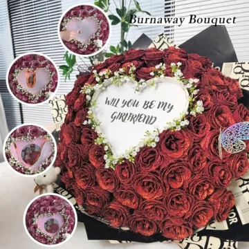 Husenic Burn Away Glitter Roses Bouquet - Unique Heart Reveal Gift