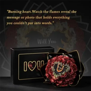 Husenic Burn Away Glitter Roses Bouquet - Unique Heart Reveal Gift