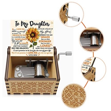 Sunflower Engraved Music Box for Mom & Daughter Gifts