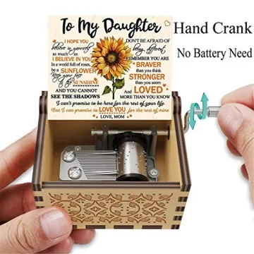 Sunflower Engraved Music Box for Mom & Daughter Gifts