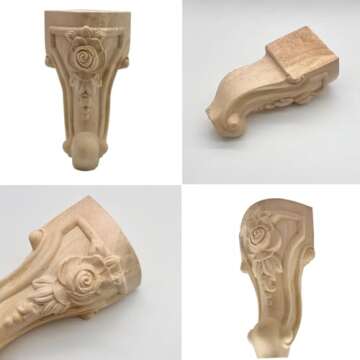 Stylish Unfinished Carved Rubber Wood Furniture Legs