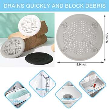 2 Pack Shower Drain Hair Catcher, Silicone Drain Cover with Suction Cup,Shower Drain Protector Drain...