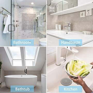 2 Pack Shower Drain Hair Catcher, Silicone Drain Cover with Suction Cup,Shower Drain Protector Drain Strainer Hair Stopper for Kitchen Bathroom Bathtub Sink(New Black 2Pack)