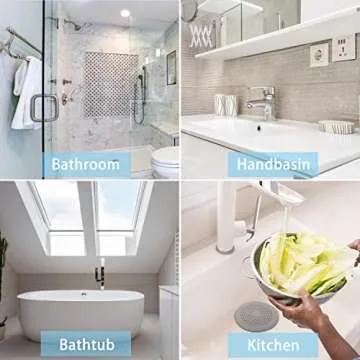 2 Pack Shower Drain Hair Catcher, Silicone Drain Cover with Suction Cup,Shower Drain Protector Drain Strainer Hair Stopper for Kitchen Bathroom Bathtub Sink(New Black 2Pack)