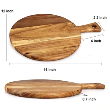Acacia Wood Cutting Board with Handle - Kitchen & Serving Essential