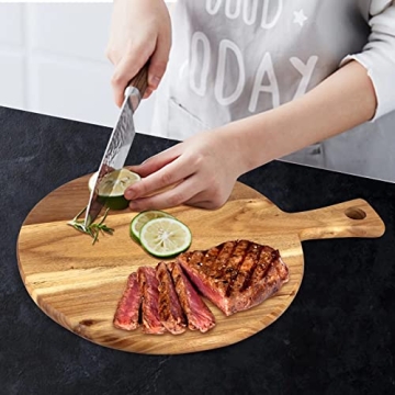 Acacia Wood Cutting Board with Handle - Kitchen & Serving Essential