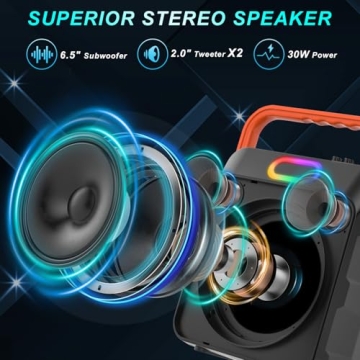 Portable Karaoke Machine with Two Wireless Microphones