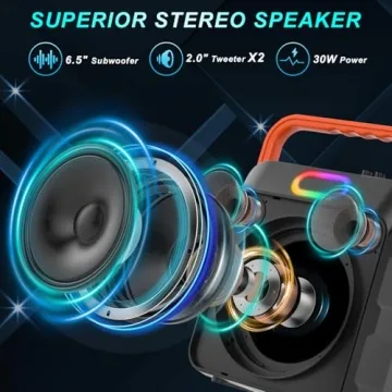 Portable Karaoke Machine with Two Wireless Microphones