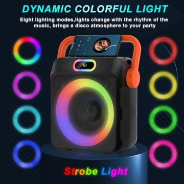 Portable Karaoke Machine with Two Wireless Microphones