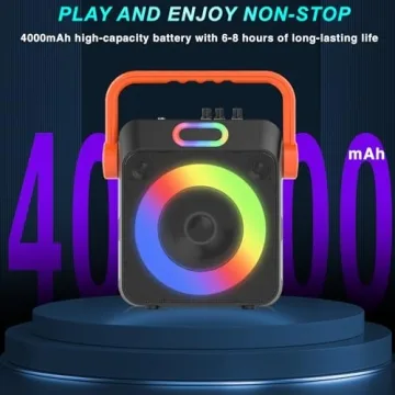 Portable Karaoke Machine with Two Wireless Microphones