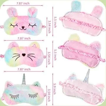 3 Pieces Sleep Mask for Kids, Girls Plush Sleeping Eye Cover Soft Eye Blindfold Cover Animal Shade f...