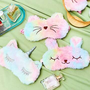 3 Pieces Plush Sleep Masks for Kids - Fun Animal Designs