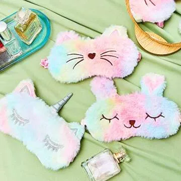 3 Pieces Plush Sleep Masks for Kids - Fun Animal Designs