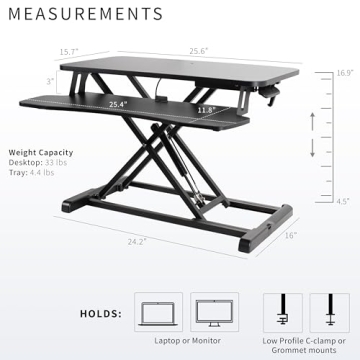 VIVO 26 Inch Adjustable Sit Stand Desk Converter Black