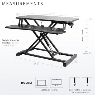 VIVO 26 Inch Adjustable Sit Stand Desk Converter Black