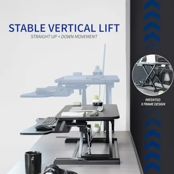 VIVO 26 Inch Adjustable Sit Stand Desk Converter Black