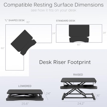 VIVO 26 Inch Adjustable Sit Stand Desk Converter Black