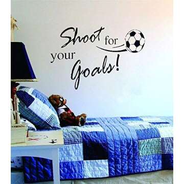 BooDecal Shoot for Your Goals Football Soccer Poster Quotes Wall Decals Stickers for Baby Boys Birth...