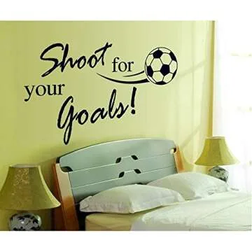BooDecal Shoot for Your Goals Football Soccer Poster Quotes Wall Decals Stickers for Baby Boys Birthday Gifts Kids Playroom 24 in x 16 in