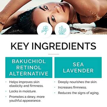 Vitamins and Sea Beauty Sea Lavender and Bakuchiol Serum, Anti-Aging Firming and Smoothing Collagen Boosting Face Serum for Fine Lines and Wrinkles, Sagging Skin, 2 Fl Oz