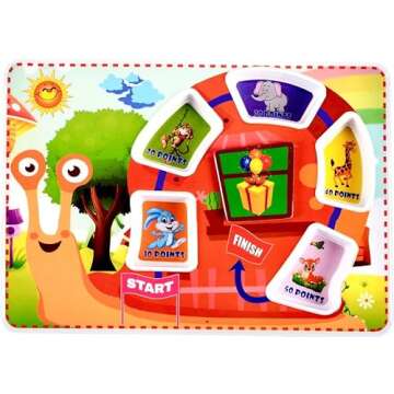 K'ONIJO Kids Divided Plate. Fun Game Tray With 5 Food Portions & 1 Extra for Surprise. Compatible With Picky Eater Toddler. Eat, Play, Win (Joy)