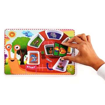 K'ONIJO Kids Divided Plate. Fun Game Tray With 5 Food Portions & 1 Extra for Surprise. Compatible With Picky Eater Toddler. Eat, Play, Win (Joy)