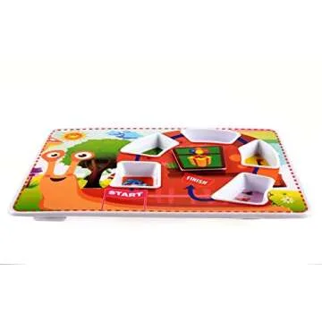 K'ONIJO Kids Divided Plate. Fun Game Tray With 5 Food Portions & 1 Extra for Surprise. Compatible With Picky Eater Toddler. Eat, Play, Win (Joy)