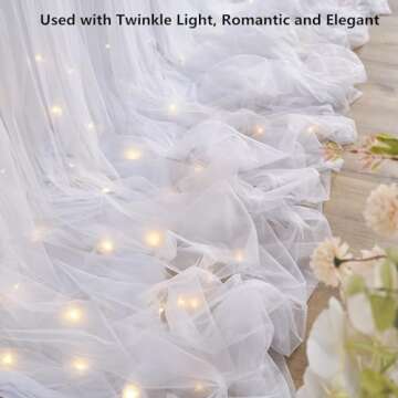 White Tulle Backdrop Curtains for Baby Shower Party Wedding Photo Drape Sheer Backdrop for Birthday Bridal Shower Photography Props 10 ft X 7 ft
