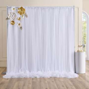 White Tulle Backdrop Curtains for Baby Shower Party Wedding Photo Drape Sheer Backdrop for Birthday Bridal Shower Photography Props 10 ft X 7 ft