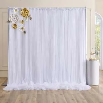 White Tulle Backdrop Curtains for Baby Shower Party Wedding Photo Drape Sheer Backdrop for Birthday Bridal Shower Photography Props 10 ft X 7 ft