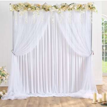White Tulle Backdrop Curtains for Baby Shower Party Wedding Photo Drape Sheer Backdrop for Birthday Bridal Shower Photography Props 10 ft X 7 ft