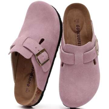 guoluofei Clogs for Women,Womens Clogs and Mules Outdoor House Slipers with Arch Support Pink