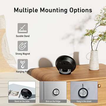 SECRUI Hygrometer Thermometer for Room Temperature Humidity Meter Indoor Thermometer Accuracy Calibration LCD Temperature Sensor with Maximum and Minimum Records, TH1,Black