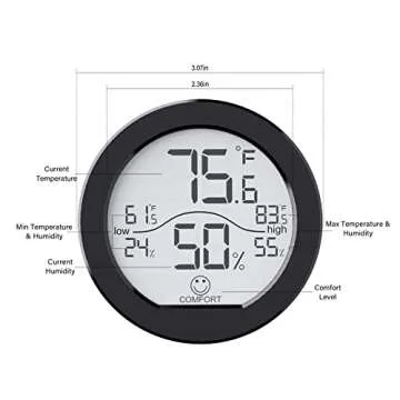 SECRUI Hygrometer Thermometer for Room Temperature Humidity Meter Indoor Thermometer Accuracy Calibration LCD Temperature Sensor with Maximum and Minimum Records, TH1,Black