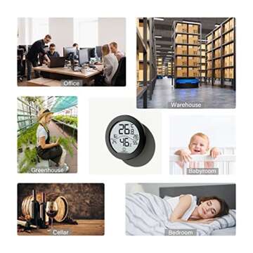 SECRUI Hygrometer Thermometer for Room Temperature Humidity Meter Indoor Thermometer Accuracy Calibration LCD Temperature Sensor with Maximum and Minimum Records, TH1,Black